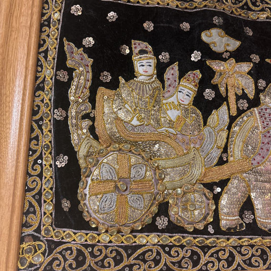Vintage Burmese Kalaga Framed Tapestry ART