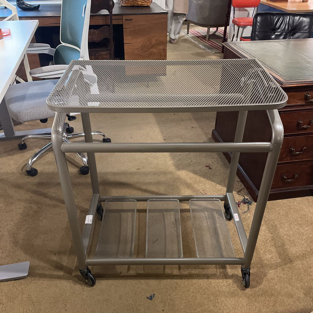Grey Rolling Metal Adjustable Utility Table