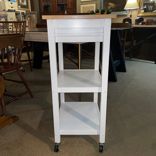 White Rolling 1 Drawer Table/Stand C SIDE TABLES