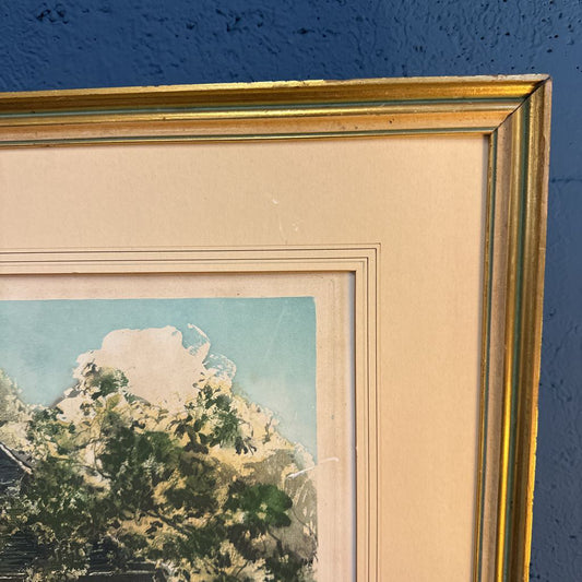Vintage River Scene Print