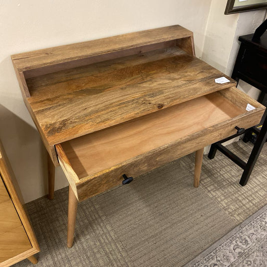Small Hardwood Desk w/Drawer & Outlets C DESKS