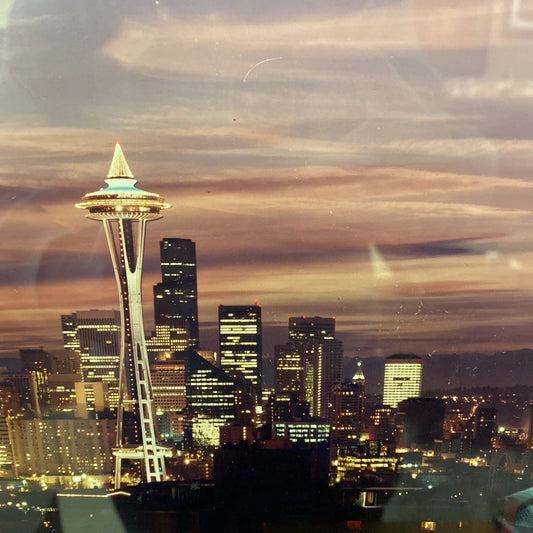 Signed Xmas Tree Space Needle Skyline Photo ART