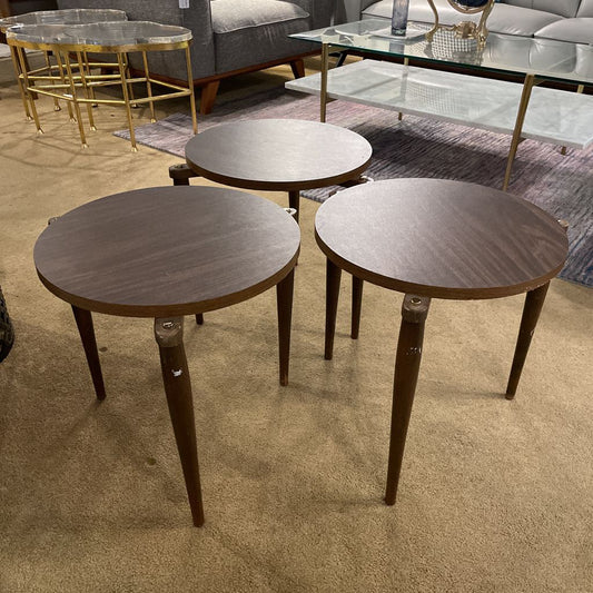 MCM Round Formica Top Stacking Tables SET of 3 C SIDE TABLES