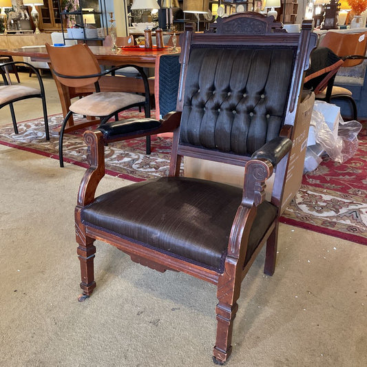 Antique Victorian Eastlake Brown Striated Parlor Chair U ACCENT CHAIRS