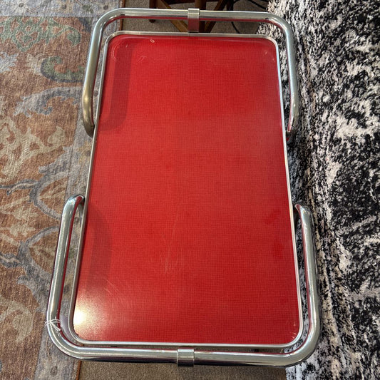 Mid-Century Chrome Wheeled Bar Cart