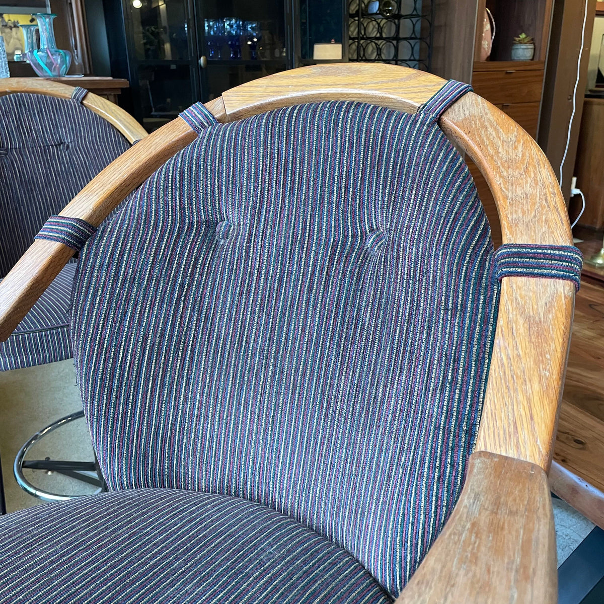 Vintage Striped Seat Swivel Bar Stool C STOOLS