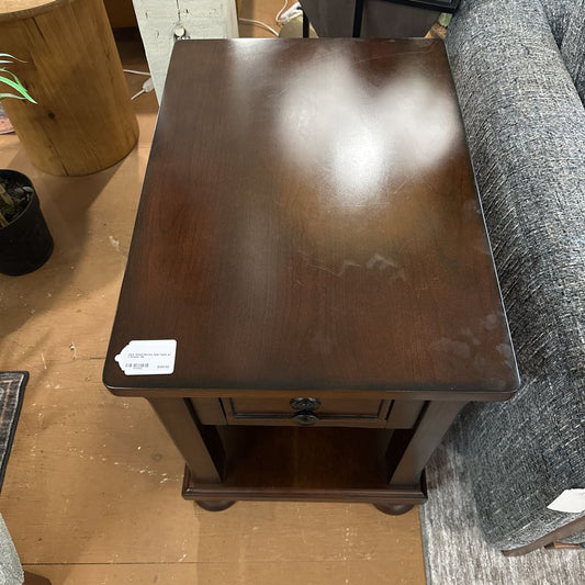 Dark Wood Narrow Side Table w/ 1 Drawer