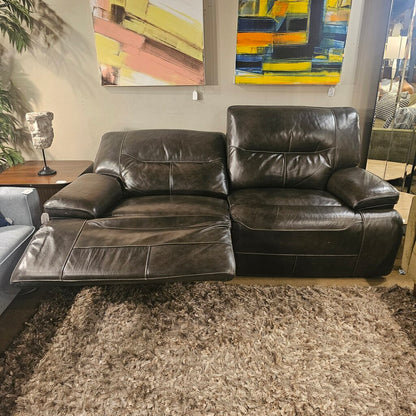 Charcoal 2 Seat Leather Power Recliner