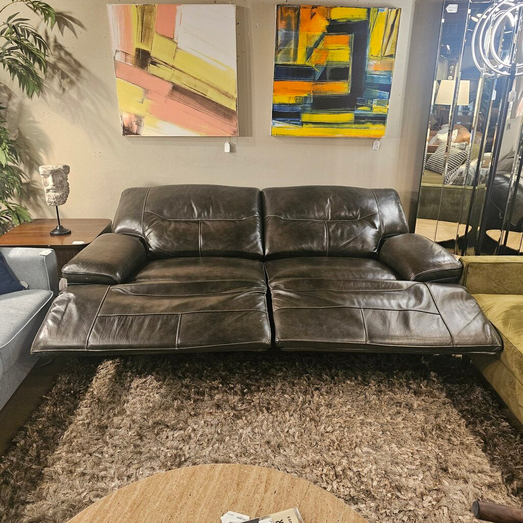 Charcoal 2 Seat Leather Power Recliner