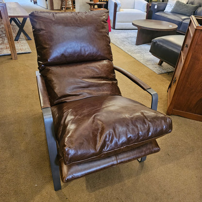 Metal Frame Brown Lthr Accent Chair U ACCENT CHAIRS