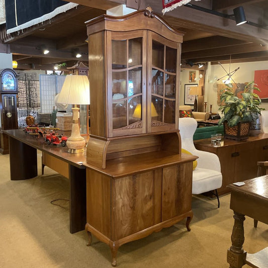 Vintage 1930s Swedish Fruitwood Hutch w Glass Panned Doors C CABINETS
