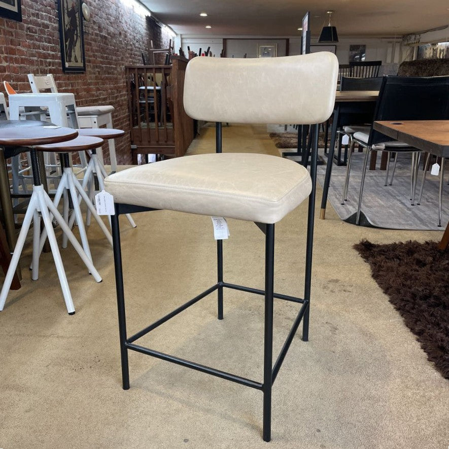 PB Grey Leather Counter Stool C STOOLS