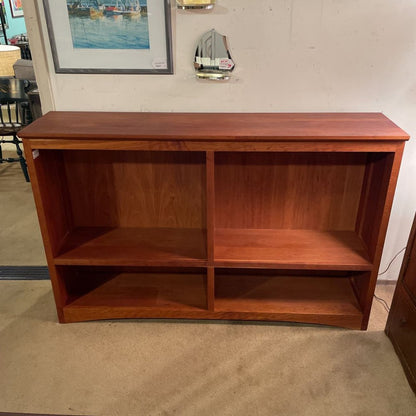 Double Wide 2 Tier Cherry Wood Mid Heigh Bookshelf w/ Extra Large Top Shelf