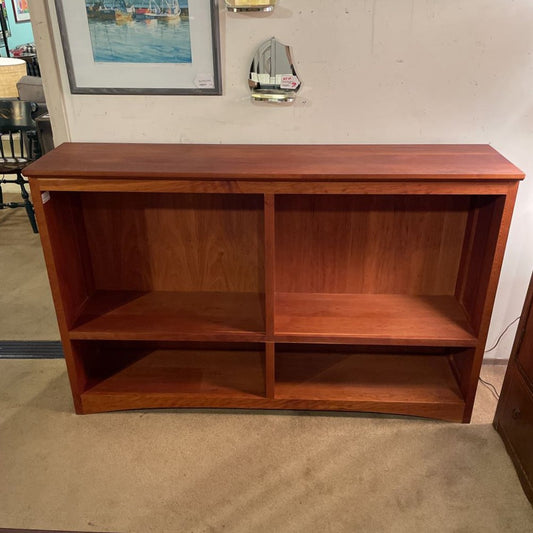 Double Wide 2 Tier Cherry Wood Mid Heigh Bookshelf w/ Extra Large Top Shelf C BOOKSHELVES