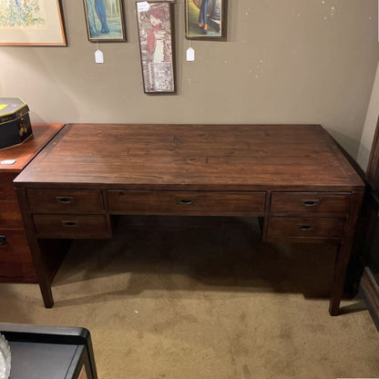 Crate & Barrel Morris Rustic Pine Dark Wood Desk