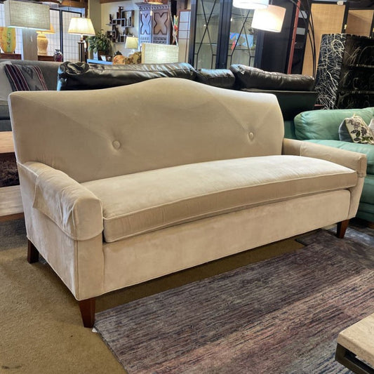 Taupe Velvet 1 Cushion Seat w/ 2 Button Back Sofa U SOFAS