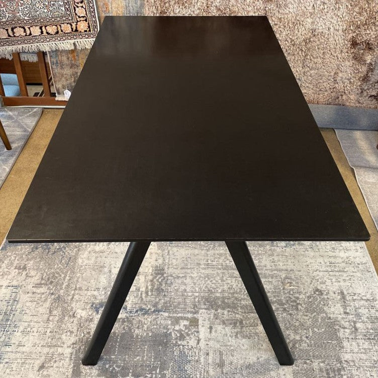 Black Rectangular Wood Angled Leg Dining Table