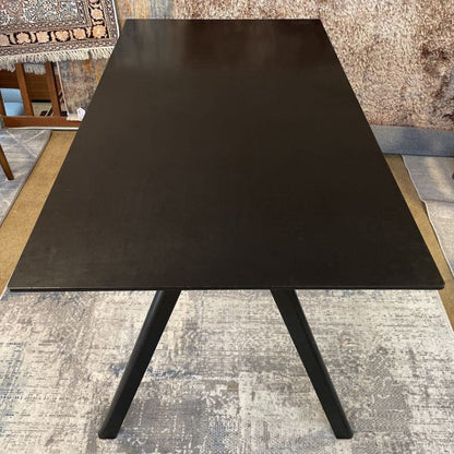 Black Rectangular Wood Angled Leg Dining Table