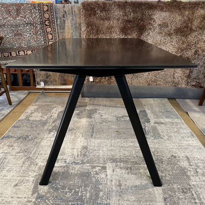 Black Rectangular Wood Angled Leg Dining Table