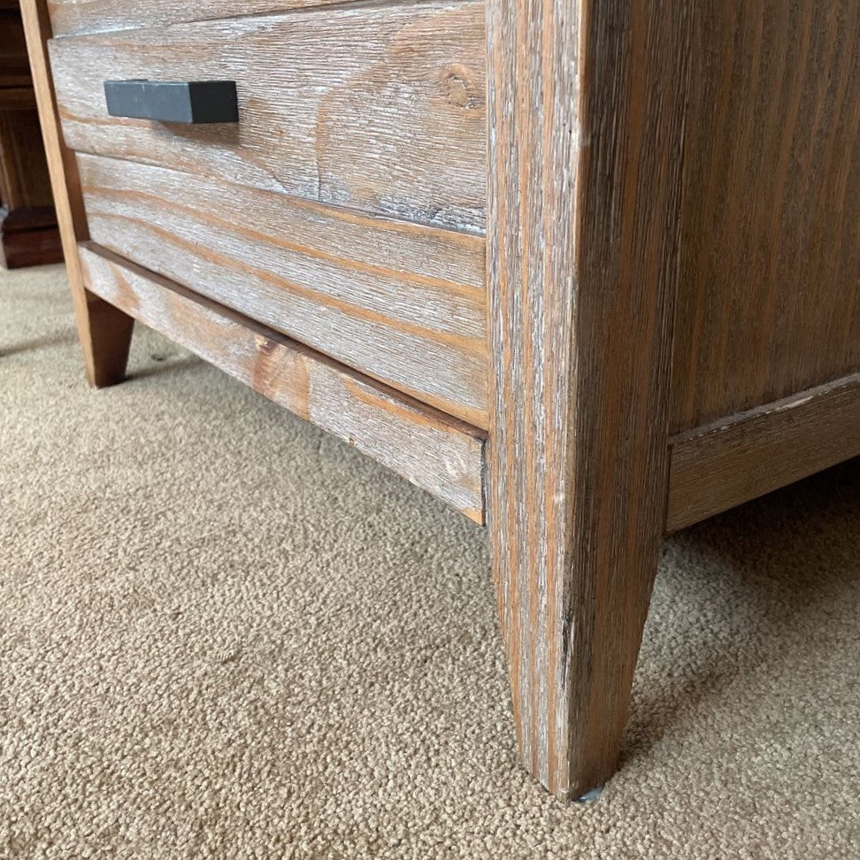 Grey Wood 3 Drawer Nightstand with Power