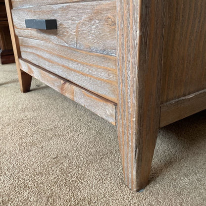 Grey Wood 3 Drawer Nightstand with Power