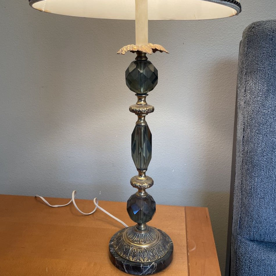 Gilded Table Lamp w Faux Crystal LAMPS
