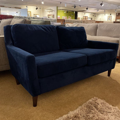 West Elm Everett Blue Velvet 2 Seat Loveseat U LOVESEATS