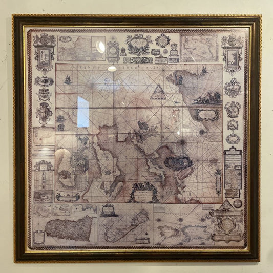 Framed Vintage Map Art ART