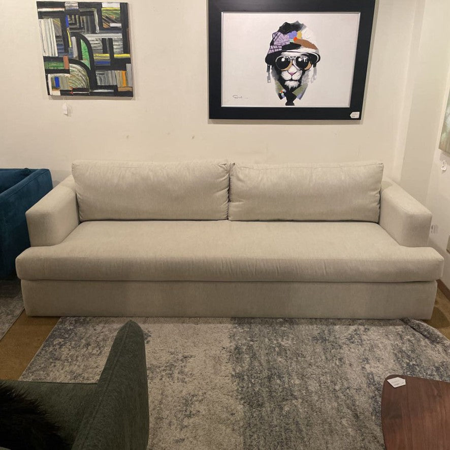 Cream Fabric Bench Seat Sofa