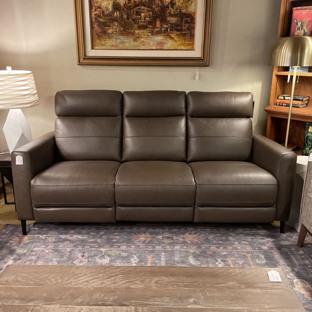 Dark Grey Mod Leather Sofa