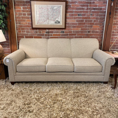 Stickley Rolled Arm 3 Seat Beige Sofa
