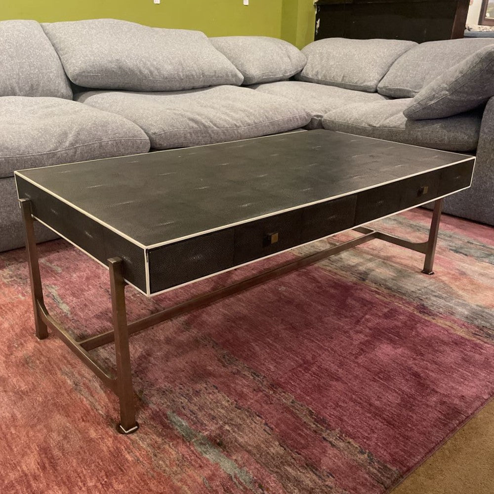 Faux Shagreen 2 Drawer Coffee Table AS IS C COFFEE TABLES