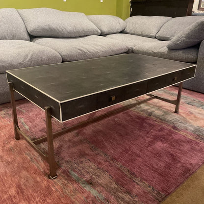 Faux Shagreen 2 Drawer Coffee Table AS IS C COFFEE TABLES