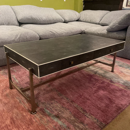 Faux Shagreen 2 Drawer Coffee Table AS IS C COFFEE TABLES