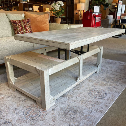 Rustic White Wash Lift Top Coffee Table C COFFEE TABLES