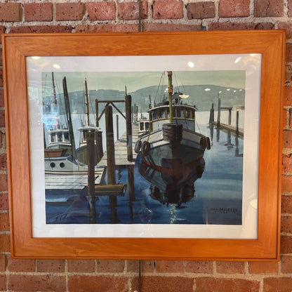 ORIGINAL DON MILETTE Tugboat Watercolor 1969