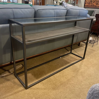 Crate & Barrel Metal Frame Glass Top Console
