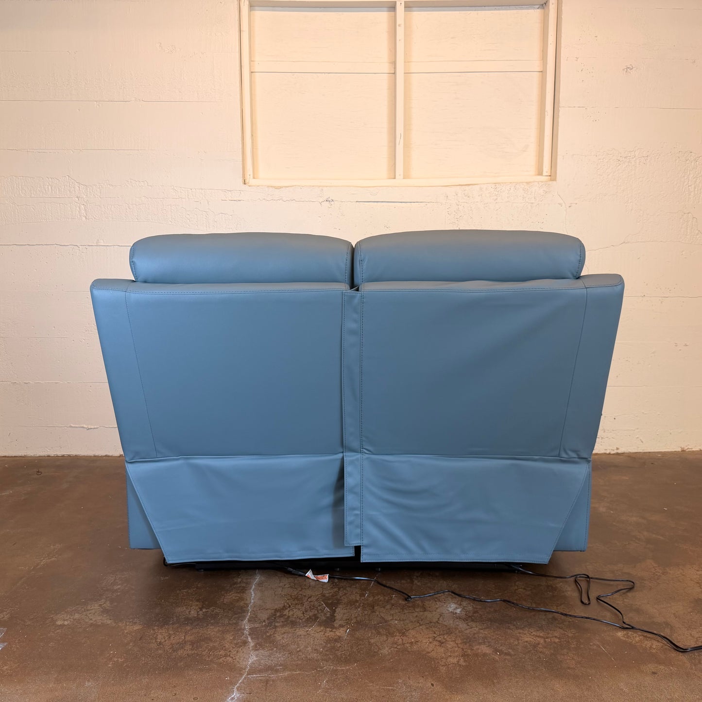 Hancock Leather Power Double Reclining Love Seat In Blue U LOVESEATS