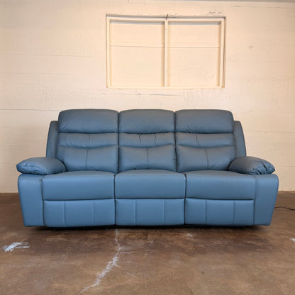 Hancock Leather Power Double Reclining Sofa In Blue U SOFAS