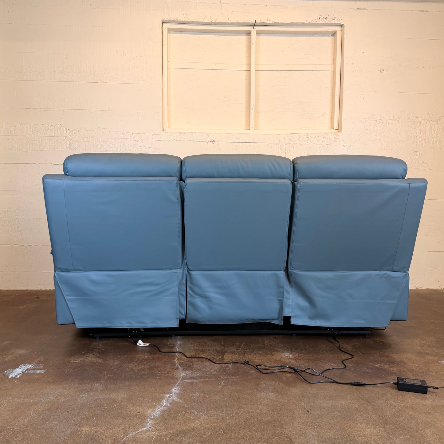 Hancock Leather Power Double Reclining Sofa In Blue U SOFAS
