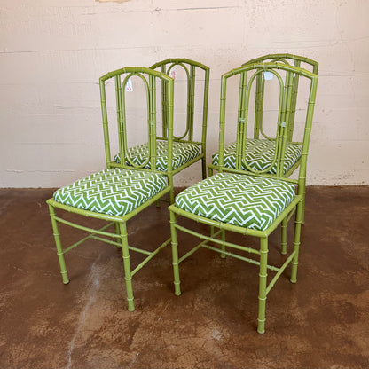 Faux Bamboo Geometric Patterned Cushion Dining Chair (set of 4)