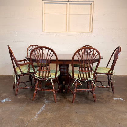 Maple Round Dining Table w/ Leaves and Set of 6 Chairs C DINING TABLES