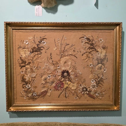 Vintage Framed Dried Flowers Arrangement