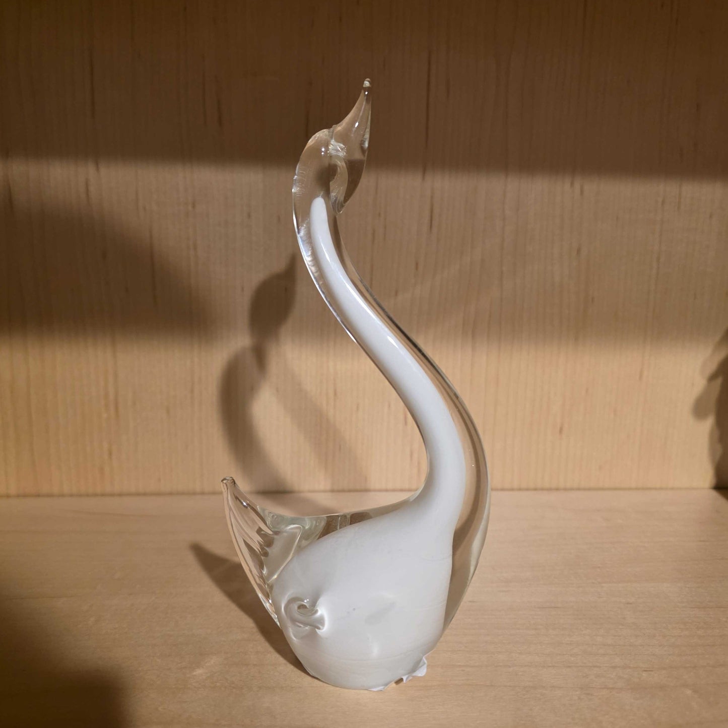 White & Clear Glass Swan