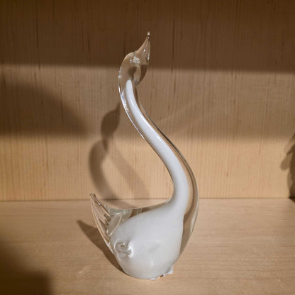 White & Clear Glass Swan