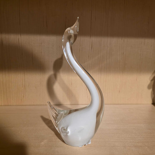 White & Clear Glass Swan
