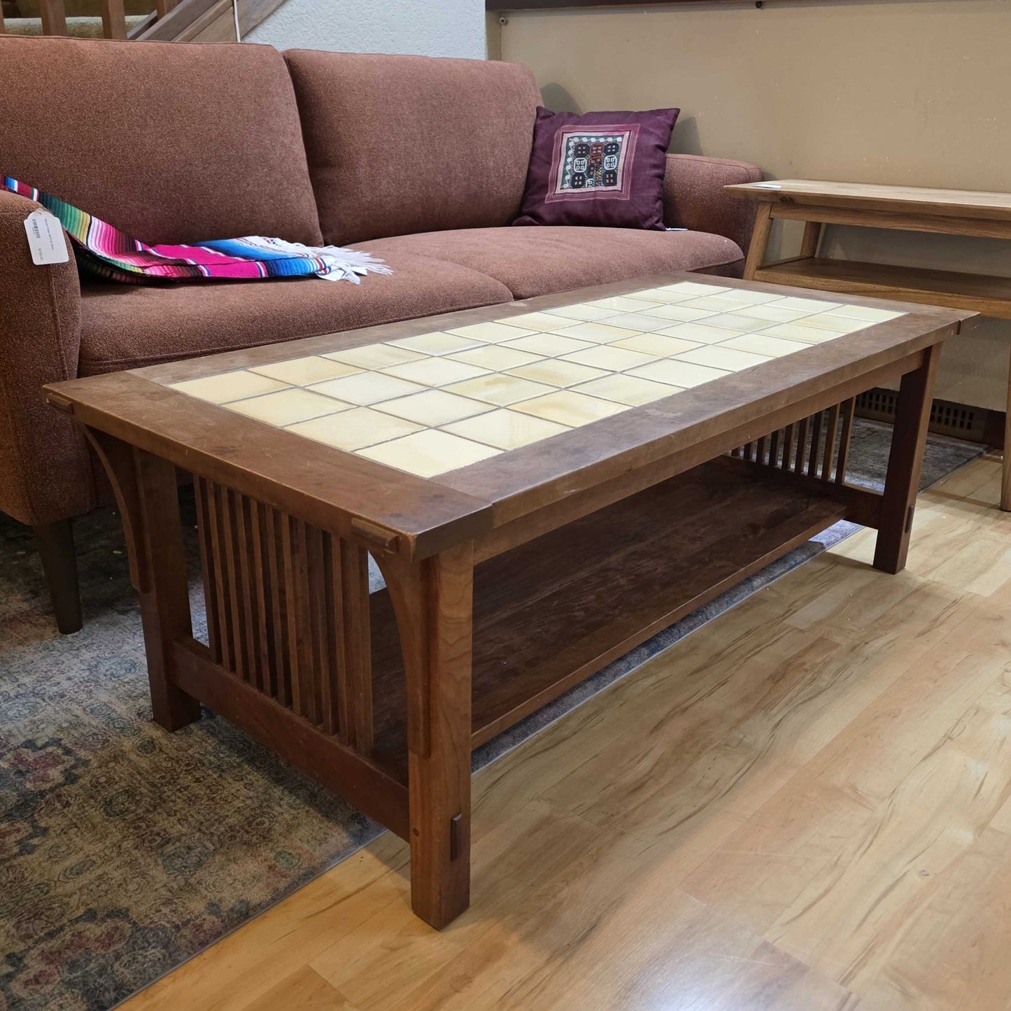 Stickley Mission Style Beige Tile Top Coffee Table