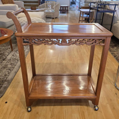Carved Wood Bar Cart