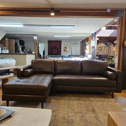 Malmo Mocha Leather LAF Chaise Sectional