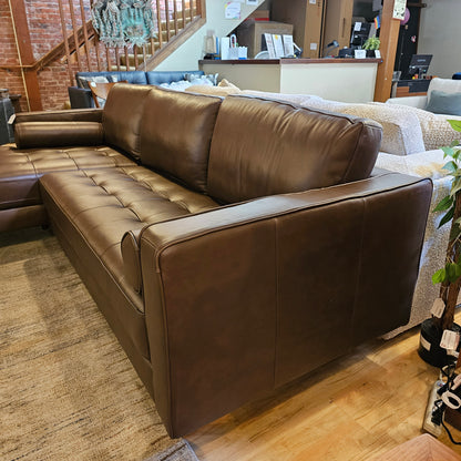Malmo Mocha Leather LAF Chaise Sectional